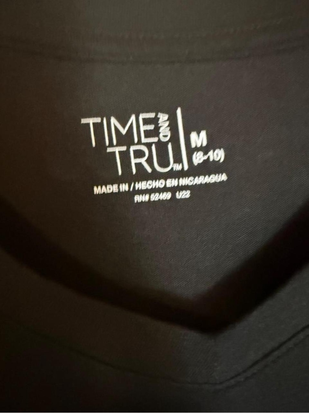 Time and Tru Black V-Neck Short Sleeve Tee - Picture 2 of 4